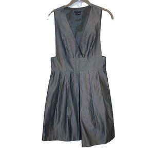 Theory Deanne Silence Silver Pinafore Dress 8 Sleeveless Zip Closure Mini Career